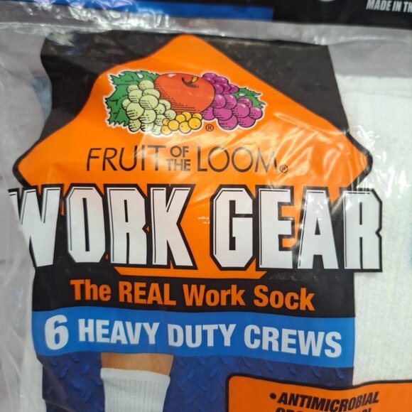 NEW Men's 6-Pair Work Gear Heavy Duty Crew Socks - White Size 6-12 - Made In USA - Picture 3 of 9